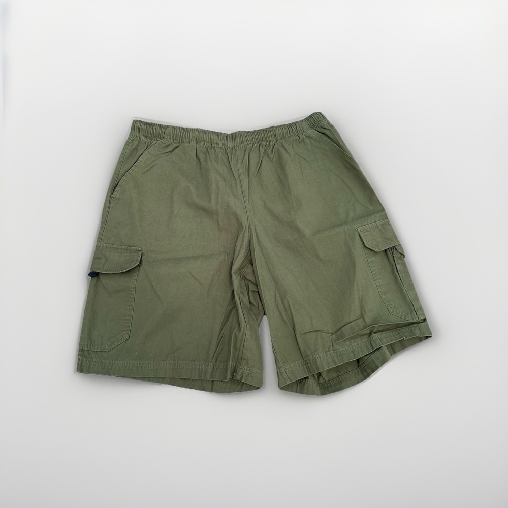 Rare Nike Swoosh Green Cargo Shorts 100% Cotton Men's Sz XL W/ Drawstring